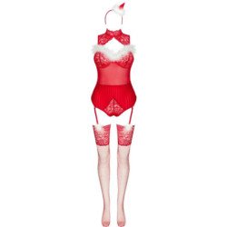 LIVCO CORSETTI FASHION - LIMPID SNOWFLAKES LC 90604 BODY + MEDIAS + DIADEMA NAVIDEÑA L/XL