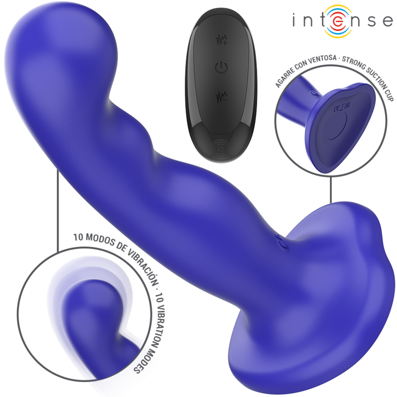 VIBRADOR INTENSO - CORTO CON VENTOSA Y CONTROL REMOTO AZUL