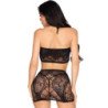 LEG AVENUE - 81676 SET TOP + MINIFALDA DE ENCAJE NEGRO - TALLA ÚNICA