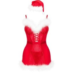 LIVCO CORSETTI FASHION - AGETHE LC 90607 CAMISETA + TANGA + SOMBRERO DE NAVIDAD L/XL