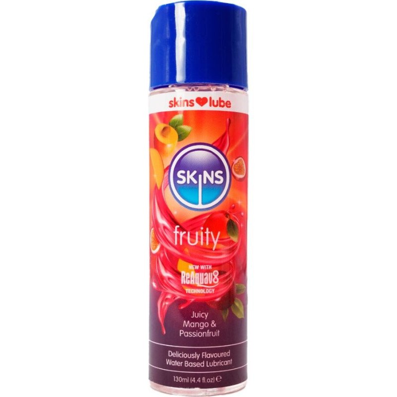 SKINS - LUBRICANTE A BASE DE AGUA CON SABOR A MANGO Y MARACUYÁ 130 ML
