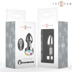 INTENSO - TAPÓN ANAL METÁLICO VIBRATORIO CON LUCES LED Y CONTROL REMOTO - TALLA S