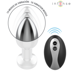 INTENSO - TAPÓN ANAL METÁLICO VIBRATORIO CON LUCES LED Y CONTROL REMOTO - TALLA S