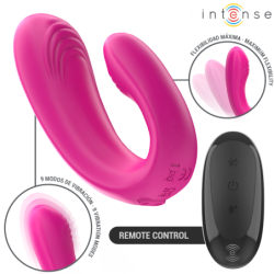 INTENSE - JANET ESTIMULADOR Y VIBRADOR DUAL EN FORMA DE U CON CONTROL REMOTO ROSA