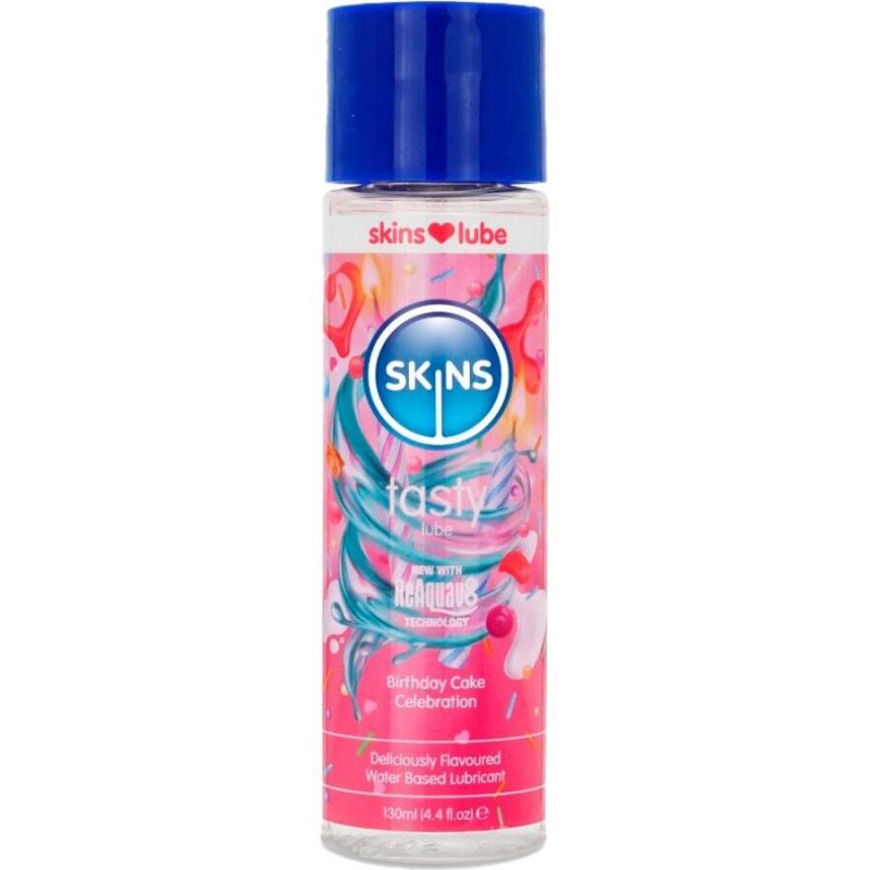 SKINS - DELICIOSO LUBRICANTE A BASE DE AGUA SABOR A PASTEL DE CUMPLEAÑOS 130 ML