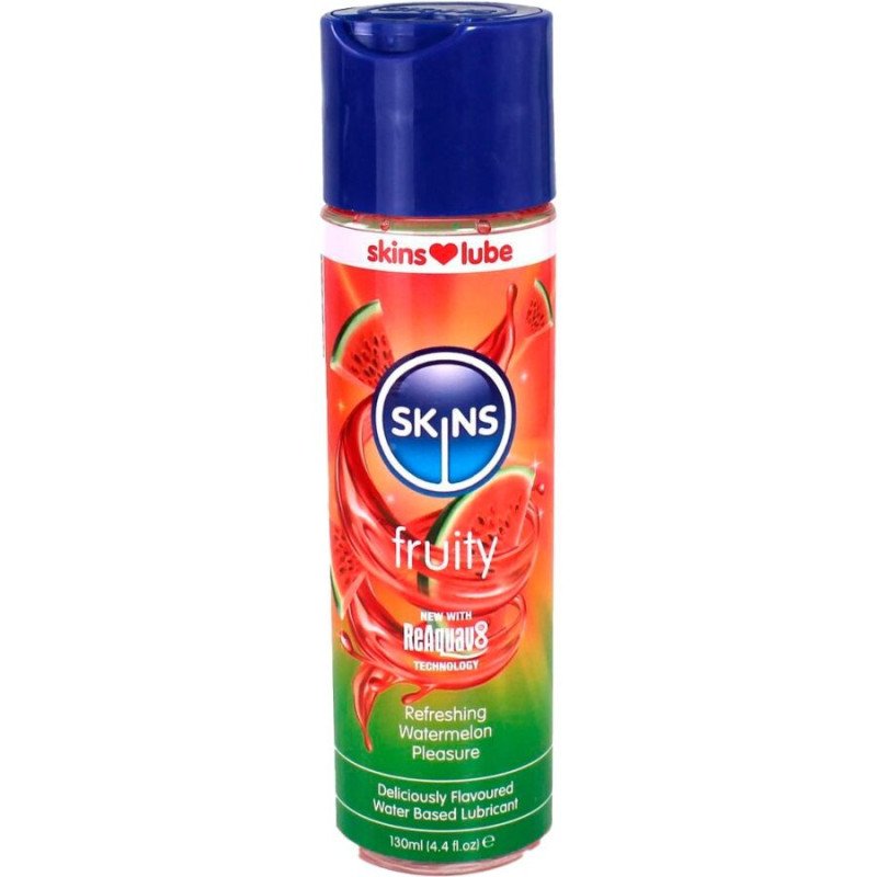 SKINS - LUBRICANTE A BASE DE AGUA CON SABOR A SANDÍA Y FRUTAS 130 ML