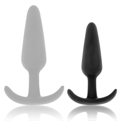 NEGRO Y PLATA - TAPÓN ANAL DE SILICONA HANSEL CON ASA PEQUEÑA
