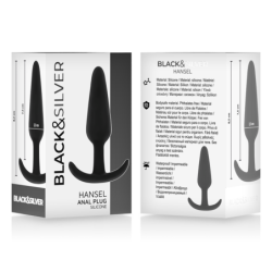 NEGRO Y PLATA - TAPÓN ANAL DE SILICONA HANSEL CON ASA PEQUEÑA