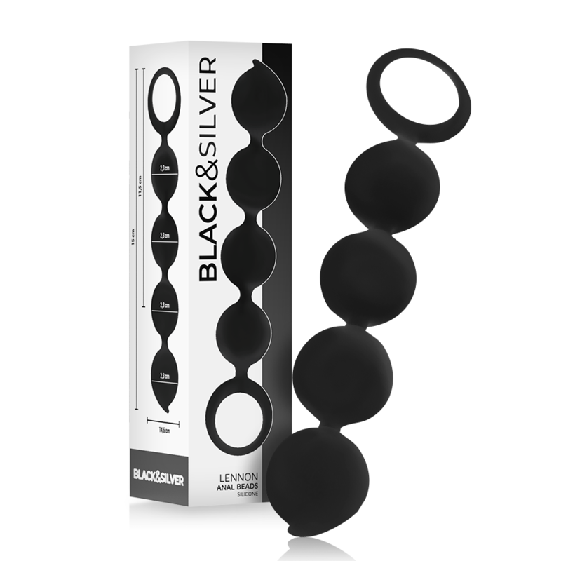 BLACK&SILVER - ROSARIO ANAL LENNON 4 ESFERAS DE SILICONA 15 CM