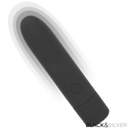 NEGRO Y PLATA - GERI VIBRADOR RECARGABLE POR USB, 8 VIBRACIONES, NEGRO, 10 X 2,2 CM