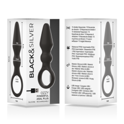 BLACK&SILVER - OZZY POTENTE VIBRADOR PLUG ANAL SILICONA