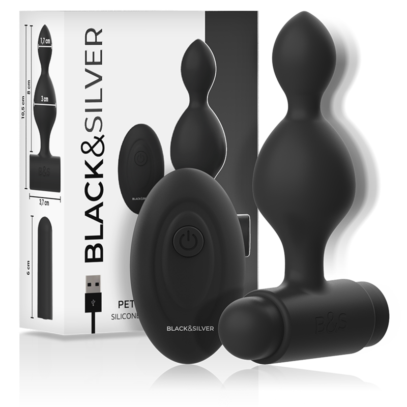 BLACK&SILVER - TUCKER TAPÓN ANAL PEQUEÑO DE SILICONA CON CONTROL REMOTO