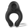 BLACK&SILVER - ANILLO VIBRADOR DE SILICONA RECARGABLE CON 3 MOTORES, COLOR NEGRO