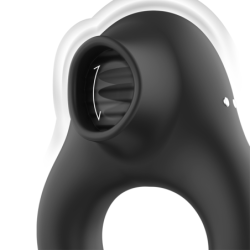 BLACK&SILVER - ANILLO VIBRADOR DE SILICONA RECARGABLE CON 3 MOTORES, COLOR NEGRO