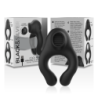 BLACK&SILVER - ANILLO VIBRADOR DE SILICONA RECARGABLE CON 3 MOTORES, COLOR NEGRO