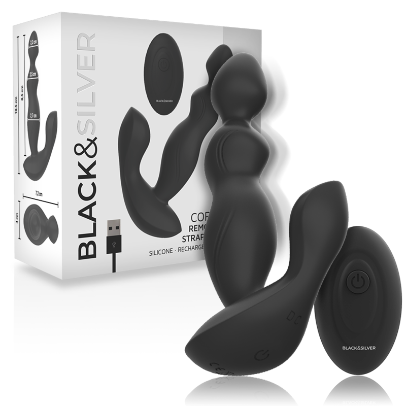 BLACK&SILVER - CORA CON TAPÓN ANAL DE SILICONA Y CONTROL REMOTO