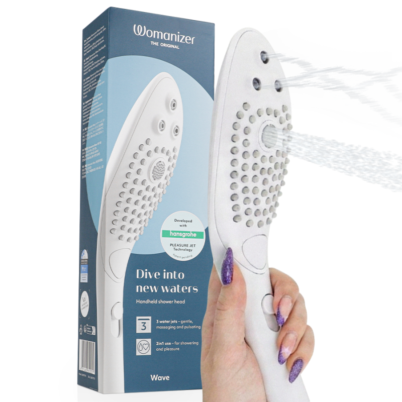 WOMANIZER - CABEZAL DE DUCHA ESTIMULANTE CLÍTORAL ONDULADO BLANCO