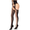 LEG AVENUE - 1968 MEDIAS CON LIGUERO INCORPORADO NEGRO - TALLA ÚNICA