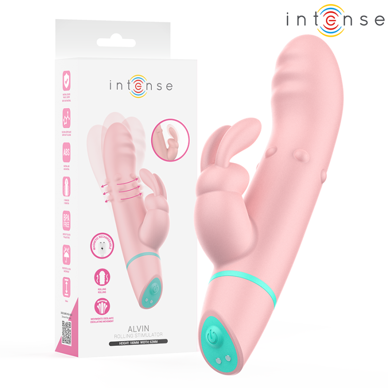 INTENSO - ESTIMULADOR DE CONEJO ALVIN Y VIBRADOR RODANTE + OSCILANTE