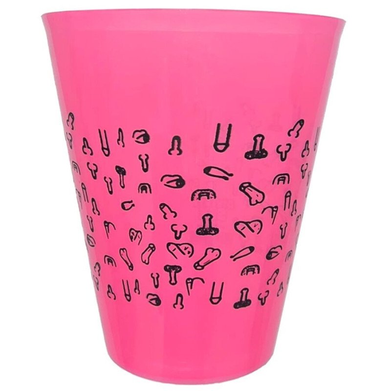 DIABLO PICANTE - VASO FUSCIA 500 ML CON PENES NEGROS