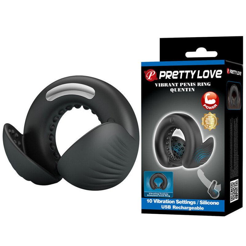 PRETTY LOVE - ANILLO PARA PENE QUENTIN CON ESTIMULADOR TESTÍCULO