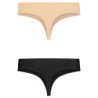 BYE-BRA - TANGA INVISIBLE, PAQUETE DE 2, BEIGE Y NEGRO, TALLA M