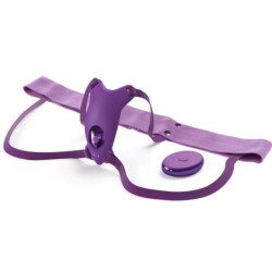 FANTASÍA PARA ELLA - ARNÉS DE MARIPOSA, VIBRADOR RECARGABLE Y CON CONTROL REMOTO, COLOR MORADO
