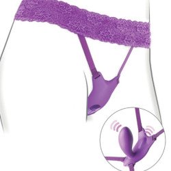 FANTASÍA PARA ELLA - ARNÉS DE MARIPOSA PARA EL PUNTO G CON VIBRADOR, RECARGABLE Y CONTROL REMOTO, COLOR VIOLETA