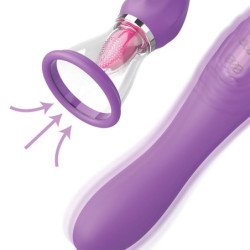 FANTASÍA PARA ELLA - PLACER SUPREMO MÁXIMO, MANGUERA DE SUCCIÓN CON LENGUA ESTIMULANTE, COLOR MORADO