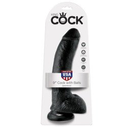 KING COCK - DILDO NEGRO CON TESTÍCULOS 22,9 CM
