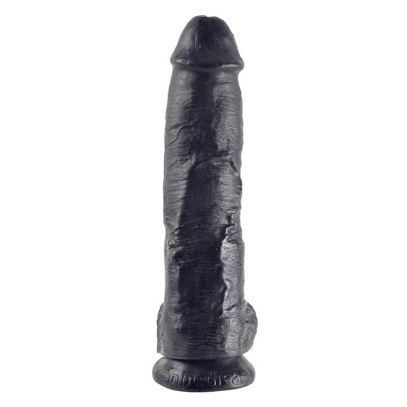 KING COCK - DILDO BLACK WITH BALLS 25.4 CM