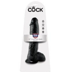 KING COCK - DILDO BLACK WITH BALLS 25.4 CM