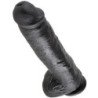 KING COCK - DILDO BLACK WITH BALLS 28 CM
