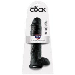 KING COCK - DILDO BLACK WITH BALLS 28 CM