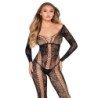 LEG AVENUE - 89369 MONO DE RED Y ENCAJE NEGRO - TALLA ÚNICA