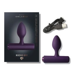 ROCKS-OFF - NOVA SOLARIS TAPON ANAL RECARGABLE, DELGADO Y POTENTE, 16 FUNCIONES, COLOR MORADO