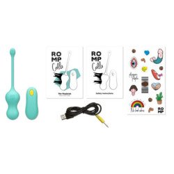 ROMP - HUEVO VIBRATORIO MULTIFUNCIONAL CELLO TURQUESA CON CONTROL REMOTO