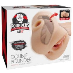 PDX PLUS - DOUBLE POUNDER VIBRATING SQUEEZE STROKER LIGHT 20.5 CM
