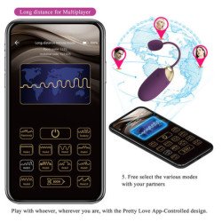 PRETTY LOVE - VIBRADOR DE HUEVO CON EMPUJE KLAY CONTROLADO POR APLICACIÓN MORADO