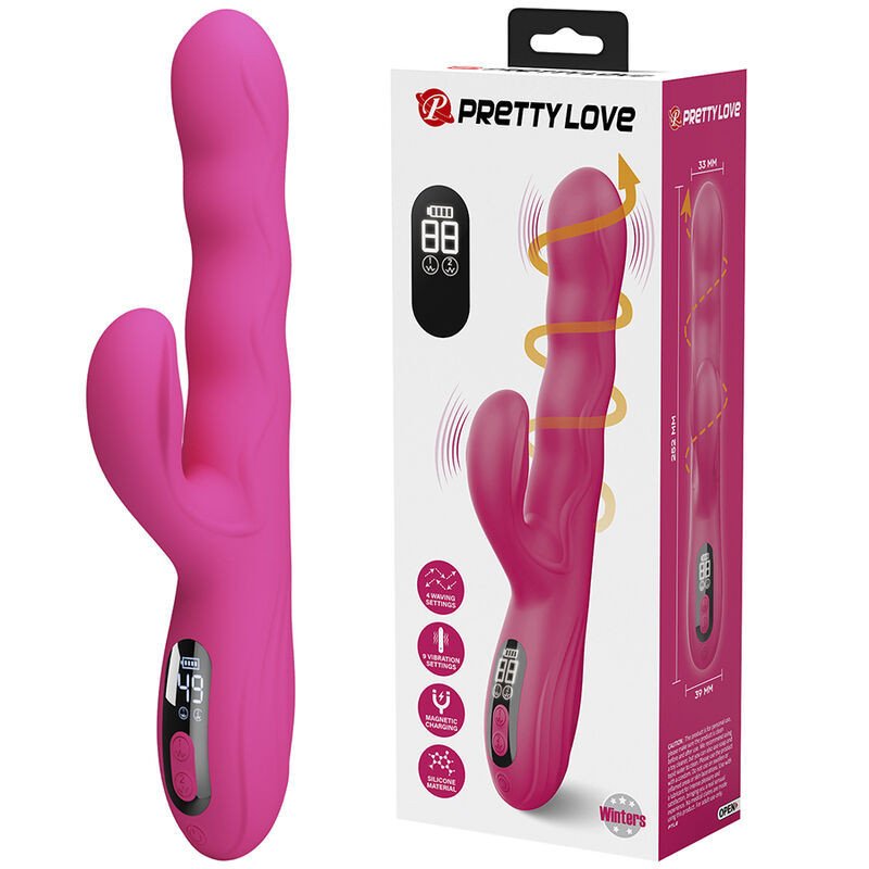 PRETTY LOVE - VIBRADOR MULTIFUNCIONAL DE CONEJO PARA INVIERNO CON PANTALLA LED ROSA