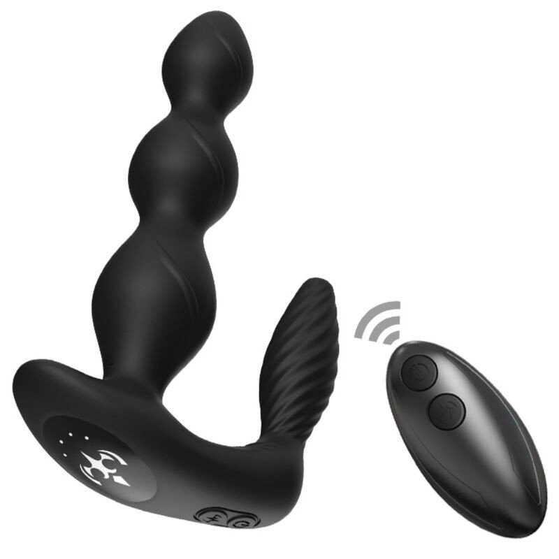 ARMONY - VIBRADOR Y ESTIMULADOR ANAL MANFUN CON CONTROL REMOTO, COLOR NEGRO
