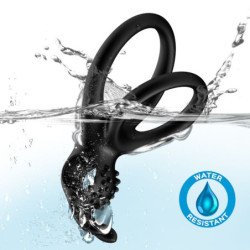 ARMONY - ANILLO VIBRADOR DOBLE TRAVELER PARA PAREJAS, COLOR CONEJO NEGRO