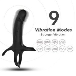 ARMONY - DILDO CON ANILLO Y VIBRADOR NEGRO