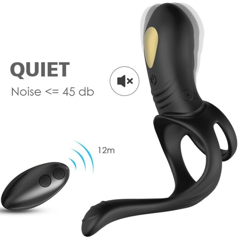 ARMONY - ANILLO VIBRADOR JOY JUMPER PARA PAREJAS Y TAPÓN ANAL CON CONTROL REMOTO NEGRO