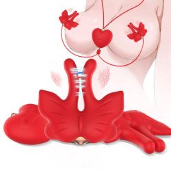 ARMONY - PINZAS MAGNÉTICAS PARA PEZONES CON VIBRACIÓN, FORMA DE MARIPOSA, COLOR ROJO