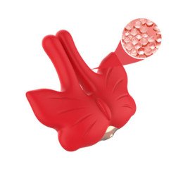 ARMONY - PINZAS MAGNÉTICAS PARA PEZONES CON VIBRACIÓN, FORMA DE MARIPOSA, COLOR ROJO