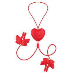 ARMONY - PINZAS MAGNÉTICAS PARA PEZONES CON VIBRACIÓN, FORMA DE MARIPOSA, COLOR ROJO
