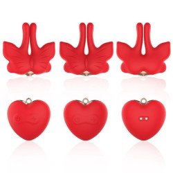 ARMONY - PINZAS MAGNÉTICAS PARA PEZONES CON VIBRACIÓN, FORMA DE MARIPOSA, COLOR ROJO