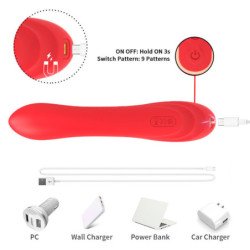 ARMONY - VIBRADOR ESTIMULADOR DEL PUNTO G Y DEL CLÍTORIS CON LENGUA OSCILANTE ROJA