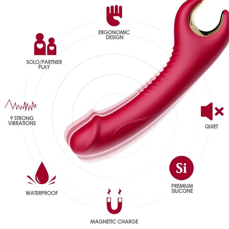 ARMONY - VIBRADOR Y ROTADOR PRINCE DILDO ROJO